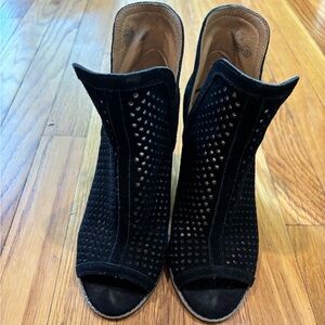 Lucky Brand Black Peep-Toe Ankle Booties